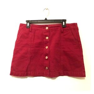 Burgundy button up skirt